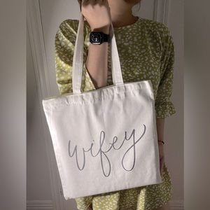 Wifey Print Canvas Bag | Fashion Women’s Canvas Bag | Large Size Canvas Bag
